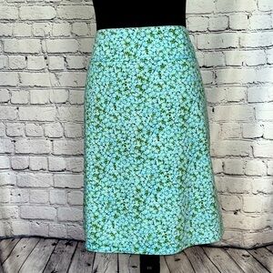 Chaus Cotton Blue Green Floral Print Stretch Mini Skirt size 12 EUC